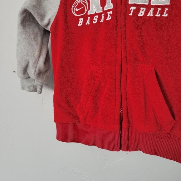 Nike Baby Boy 18 Months Basketball Red Grey Fleece Jacket Full Zip Hooded - Picture 5 of 5
